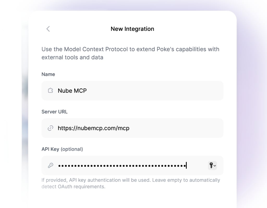 Add custom integration form in Poke